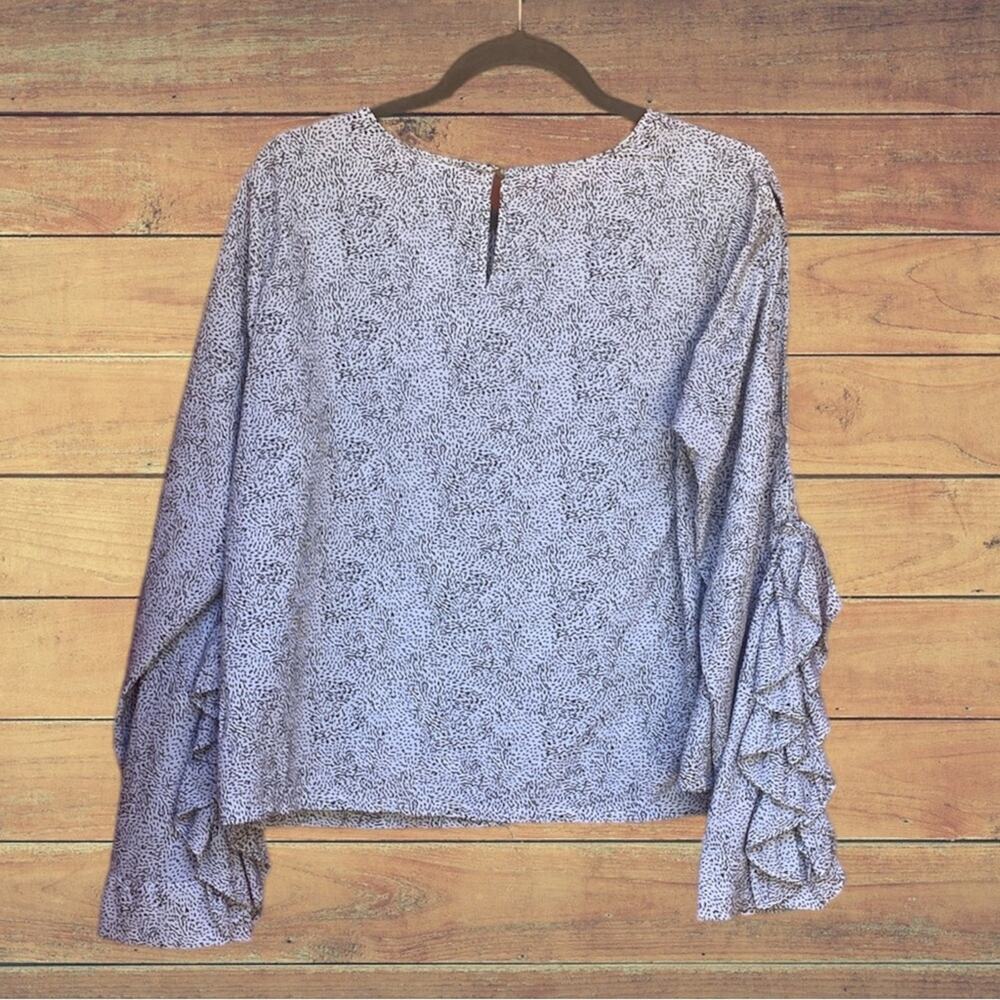 a new day animal print top with ruffle sleeve accent - Picture 7 of 8